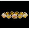 Image 2 : 17.96 ctw Opal and Diamond Bracelet - 14KT Yellow Gold