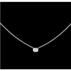 0.10 ctw Diamond Solitaire Necklace - 14KT White Gold