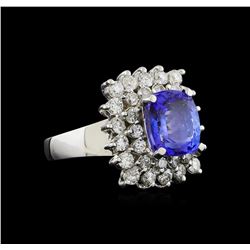 14KT White Gold 4.33 ctw Tanzanite and Diamond Ring