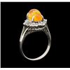 Image 4 : 2.30 ctw Mexican Opal and Diamond Ring - Platinum