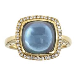 4.87 ctw Swiss Blue Topaz and Diamond Ring - 10KT Yellow Gold