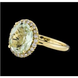 2.22 ctw Beryl and Diamond Ring - 14KT Yellow Gold