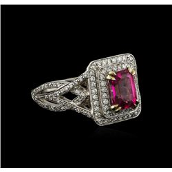 2.00 ctw Pink Tourmaline and Diamond Ring - 14KT White Gold