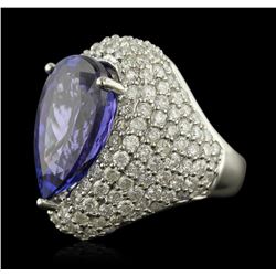 14KT White Gold 14.82 ctw GIA Certified Tanzanite and Diamond Ring