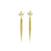 Image 1 : Crystal Petal Post Tassel Earrings - Gold Plated