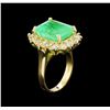 Image 4 : GIA Cert 9.39 ctw Emerald and Diamond Ring - 14KT Yellow Gold