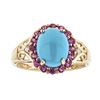 Image 1 : 2.17 ctw Turquoise, Ruby, and Diamond Ring - 14KT Yellow Gold