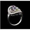 Image 4 : 14KT White Gold 1.69 ctw Multi Gemstone and Diamond Ring