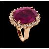 Image 4 : 12.95 ctw Ruby and Diamond Ring - 14KT Rose Gold