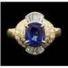 Image 2 : 2.27 ctw Sapphire and Diamond Ring - 18KT Yellow Gold