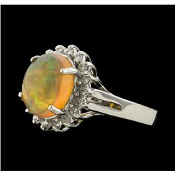 2.58 ctw Opal and Diamond Ring - 14KT White Gold