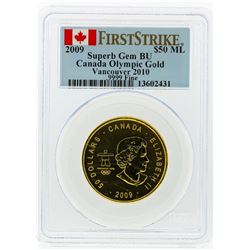 2009 PCGS Superb Gem BU $50 Vancouver 2010 Olympic Gold Coin