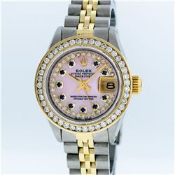 Rolex Two-Tone Pink MOP Sapphire Channel Set Diamond DateJust Ladies Watch