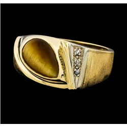 1.65 ctw Cats Eye and Diamond Ring - 14KT Yellow Gold