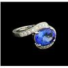 Image 1 : 3.60 ctw Tanzanite and Diamond Ring - 14KT White Gold