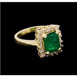 14KT Yellow Gold 2.50 ctw Emerald and Diamond Ring