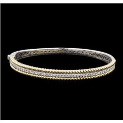 0.72 ctw Diamond Bangle Bracelet - 14KT White and Yellow Gold