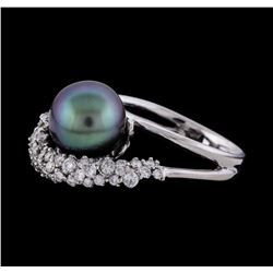 Pearl and Diamond Ring - 14KT White Gold