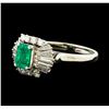 Image 1 : 0.72 ctw Emerald and Diamond Ring - Platinum