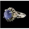 Image 1 : 4.57 ctw Star Sapphire and Diamond Ring - Platinum