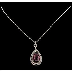 12.33 ctw Tourmaline and Diamond Pendant With Chain - 14KT White Gold