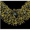 Image 1 : Matte Gold Branches Crystal Necklace - Gold Plated