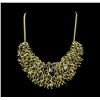 Image 2 : Matte Gold Branches Crystal Necklace - Gold Plated