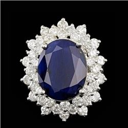 14k Gold 13.00ct Sapphire 3.00ct Diamond Ring