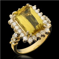 14k Gold 5.02ct Yellow Beryl 1.12ct Diamond Ring
