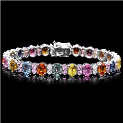 14k Gold 24ct Sapphire 1.25ct Diamond Bracelet