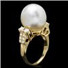 Image 2 : 14k Gold 14 X 16mm Pearl 0.60ct Diamond Ring