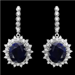 14k Gold 17ct Sapphire 1.80ct Diamond Earrings