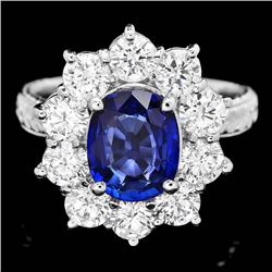 18k Gold 2.00ct Sapphire 2.00ct Diamond Ring