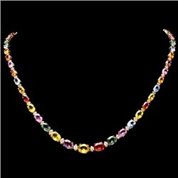 14k Gold 33.00ct Sapphire 1.70ct Diamond Necklace