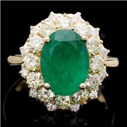 14k Gold 3.70ct Emerald 1.70ct Diamond Ring