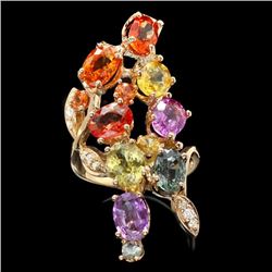 14k Yellow Gold 10ct Sapphire 0.20ct Diamond Ring