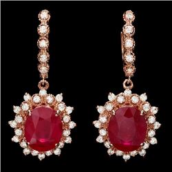 14k Rose 13.50ct Ruby 1.70ct Diamond Earrings
