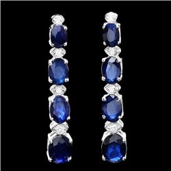 14k Gold 8ct Sapphire 0.30ct Diamond Earrings