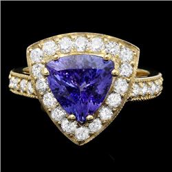 14k Gold 3.00ct Tanzanite 1.10ct Diamond Ring