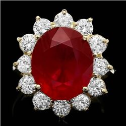 14k Yellow Gold 11.00ct Ruby 2.05ct Diamond Ring