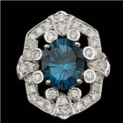 14k White Gold 6.00ct Topaz 2.30ct Diamond Ring