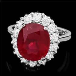 14k White Gold 6.40ct Ruby 1ct Diamond Ring