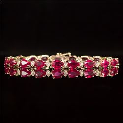 14K Gold 16.68ct Ruby 0.63ct Diamond Bracelet