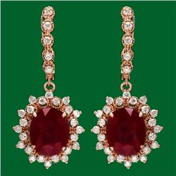 14k 13.50ct Ruby 1.70ct Diamond Earrings