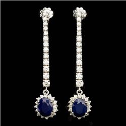 14k Gold 6.00ct Sapphire 2.90ct Diamond Earrings