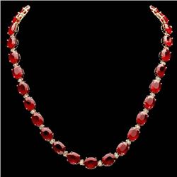 14k Gold 112.00ct Ruby 1.80ct Diamond Necklace