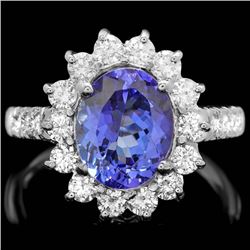 18k Gold 3.00ct Tanzanite 1.05ct Diamond Ring