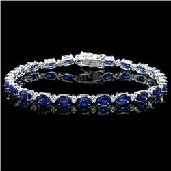 14k Gold 12.00ct Sapphire 0.55ct Diamond Bracelet