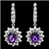 Image 1 : 14k Gold 5ct Amethyst 1.95ct Diamond Earrings