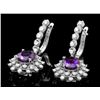 Image 3 : 14k Gold 5ct Amethyst 1.95ct Diamond Earrings